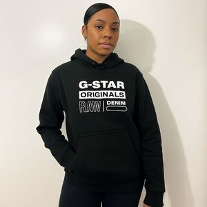 G-Star RAW Logo Fleece Pullover Hoodie Size XS Streetwear Graphic Oversized